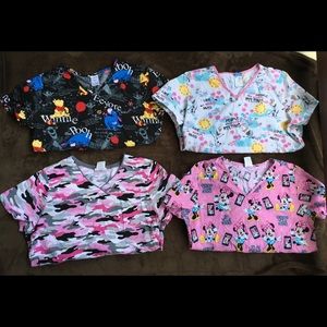4 Scrub tops size medium